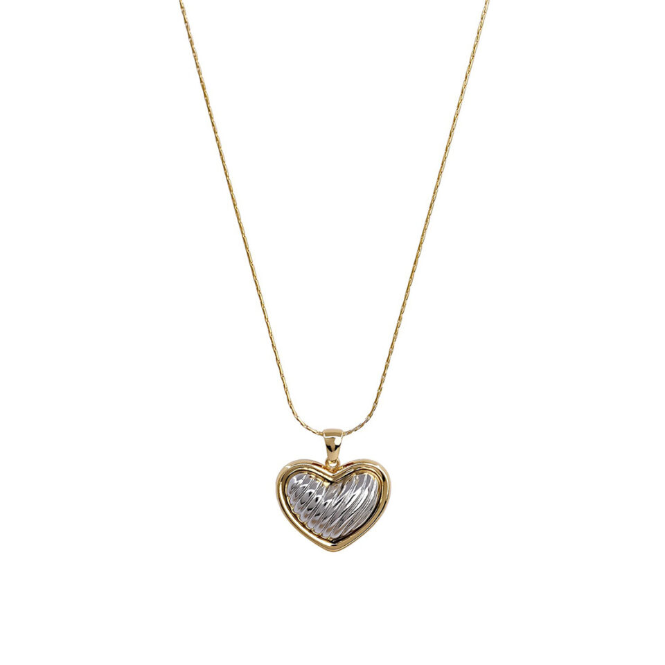 Μενταγιόν Δίχρωμη Ανάγλυφη Καρδιά