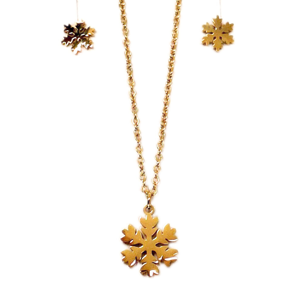 Συνδυασμός κολιέ και σκουλαρίκια-χιονονιφάδα