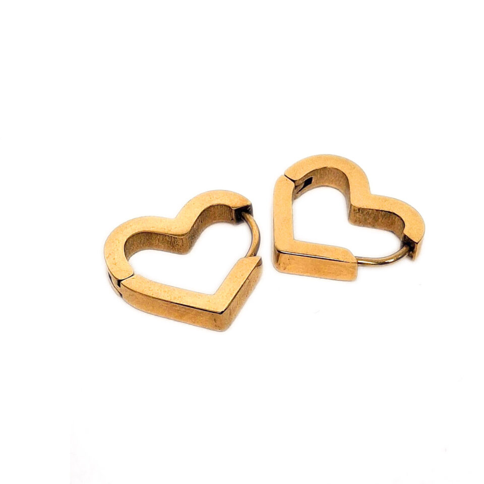 Σκουλαρίκια κρίκος-καρδιά από επιχρυσωμένο ατσάλι