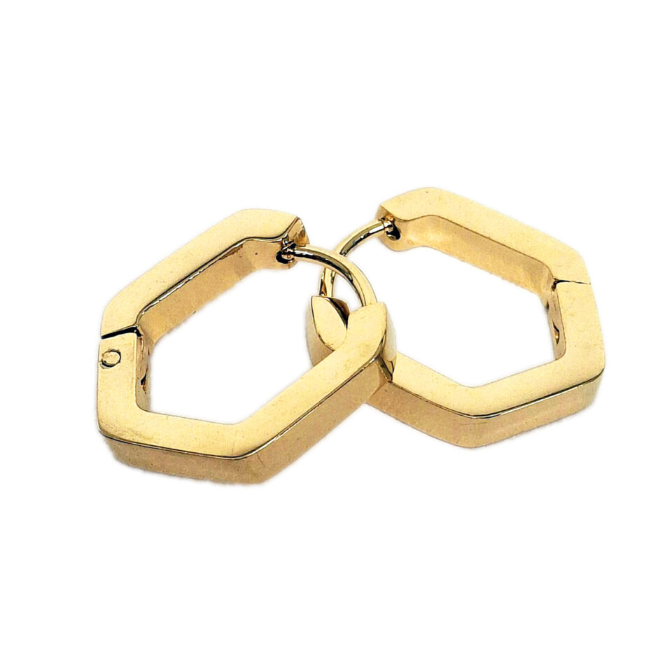 Σκουλαρίκια κρίκος-πολύγωνο από επιχρυσωμένο ατσάλι
