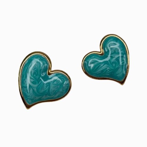 σκουλαρίκια καρδιά σε τιρκουάζ marble glow round